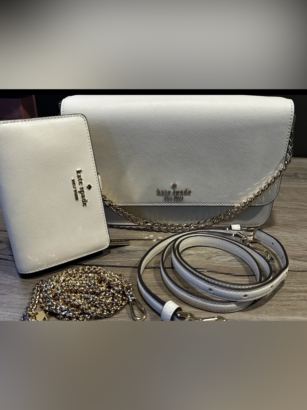 Kate Spade Cream Saffiano Leather Crossbody Bag + Wallet SET Multi-Strap Set x3 - Picture 13 of 15